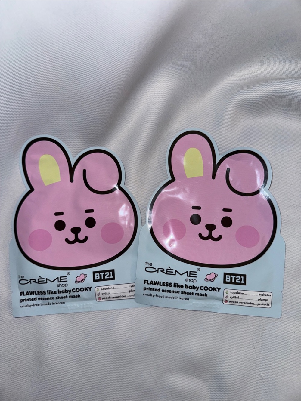 BT21 Cooky Flawless Like Baby Printed Sheet Mask - Pink - 2 Sheet Masks